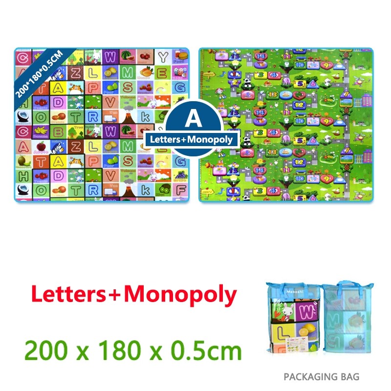 Double-sided crawling mat (letter + monopoly)