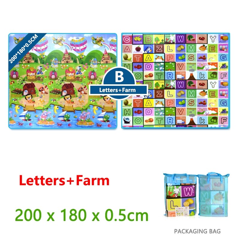 Double-sided crawling mat (letter + farm)