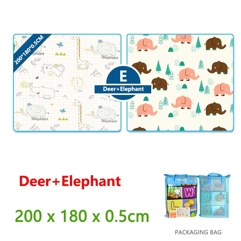 Double-sided crawling mat (fawn + elephant)