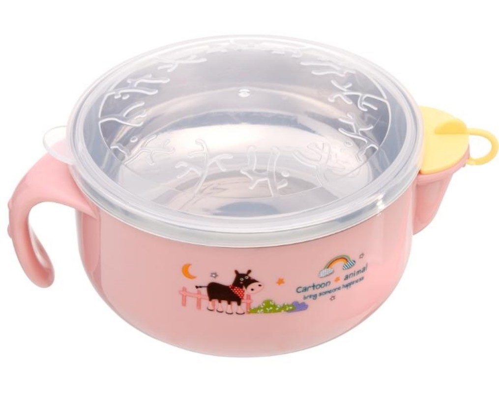 Stainless steel water-filled insulated bowl for children