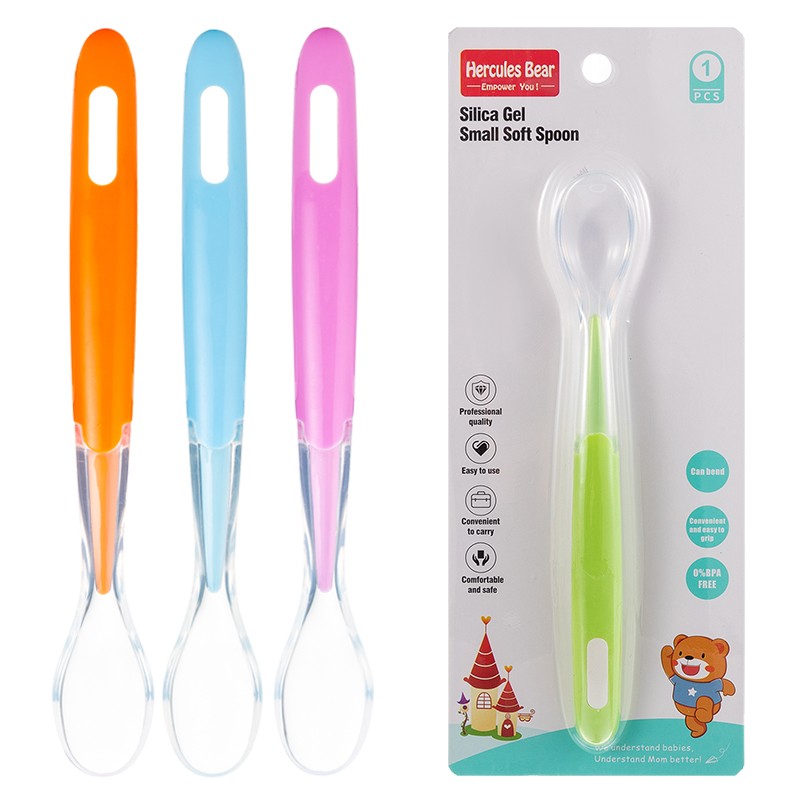 Silicone spoon with soft tip