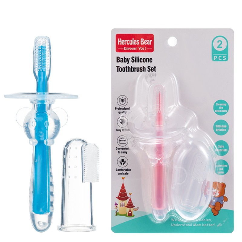 Silicone emulsion toothbrush + finger toothbrush combination