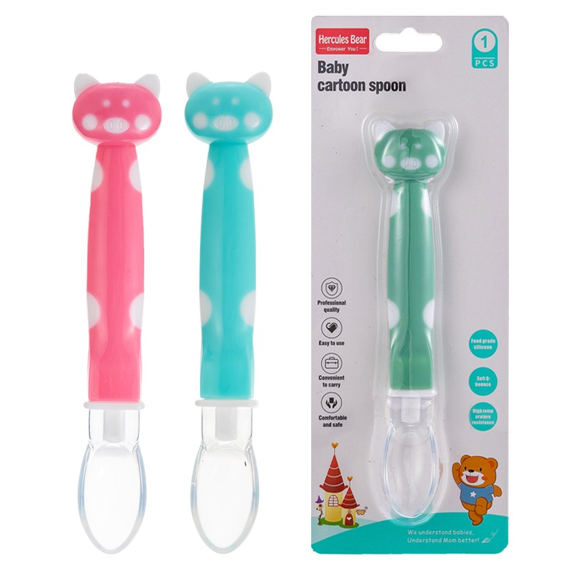 Cartoon silicone spoon soft tip spoon
