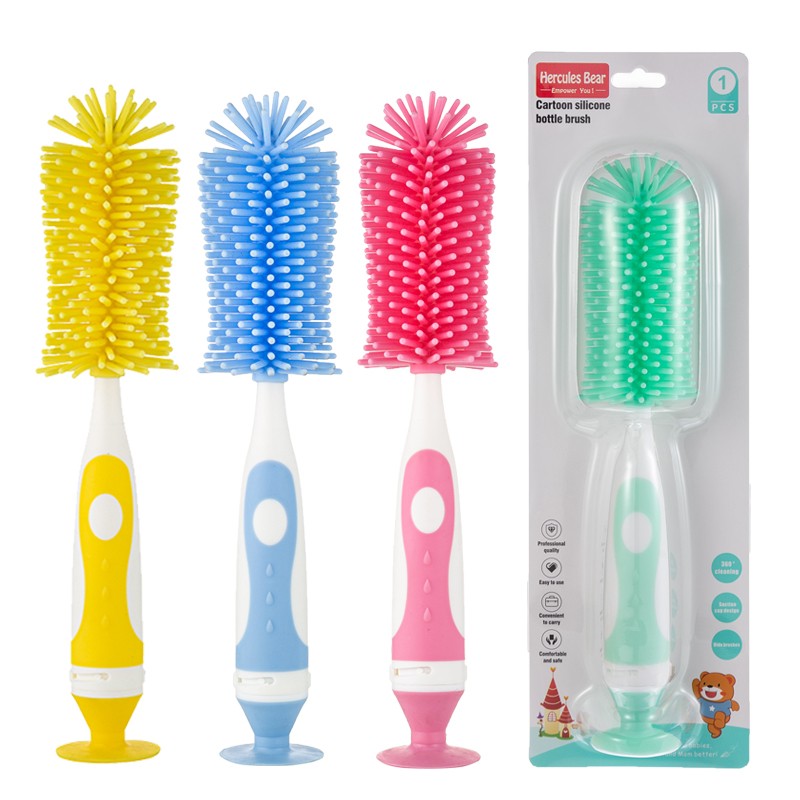 Silicone bottle brush + hidden nylon nipple brush