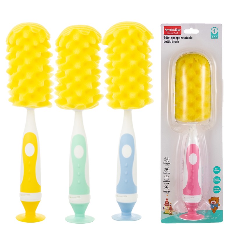 Wide-mouth sponge bottle brush + hidden nylon nipple brush