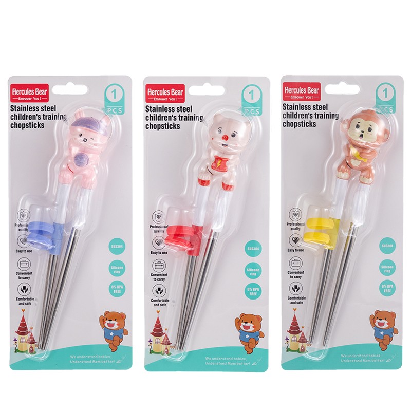 Cartoon stainless steel learning chopsticks