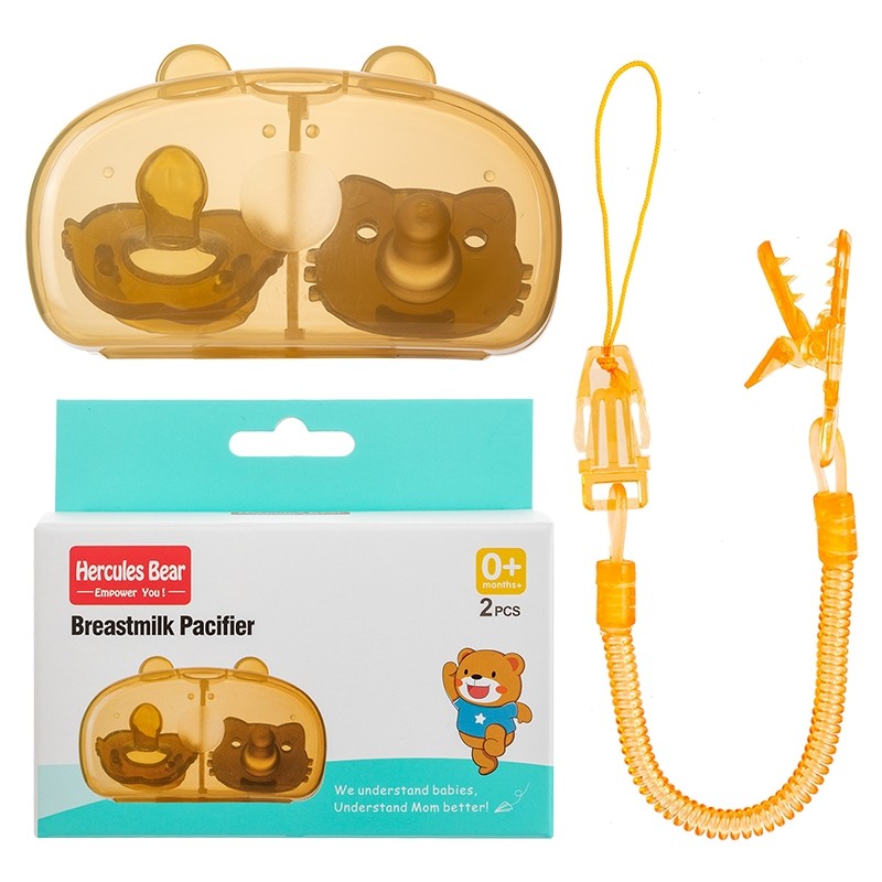 Two pacifiers with anti drop chains