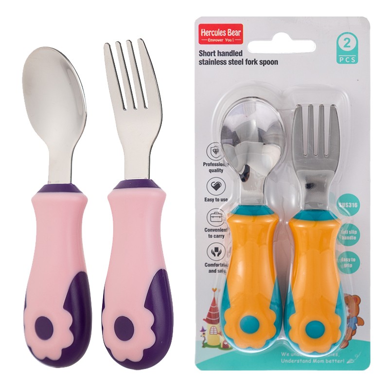 316 stainless steel short handle fork + spoon combination