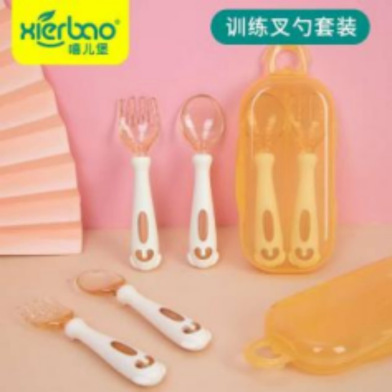 PPSU Spoon Head Twist Training Fork Spoon Combination Set