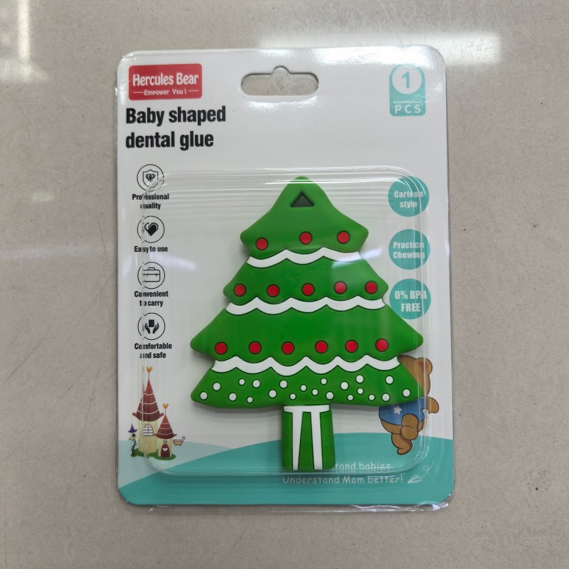 Cartoon Christmas tree full silicone teether