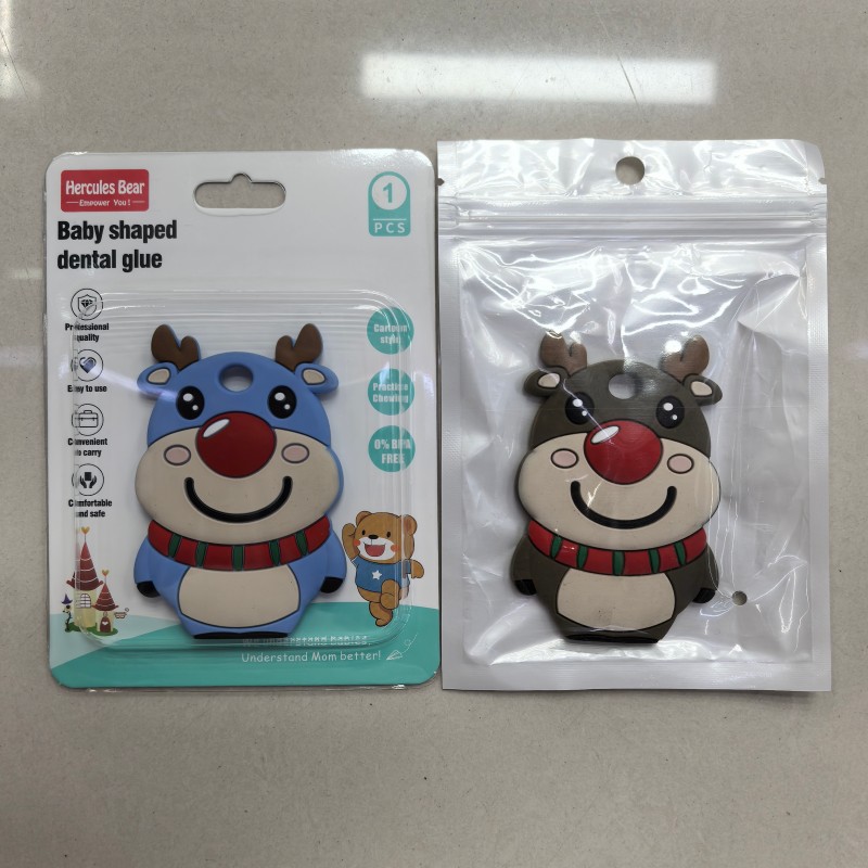 Cartoon Christmas deer full silicone teether