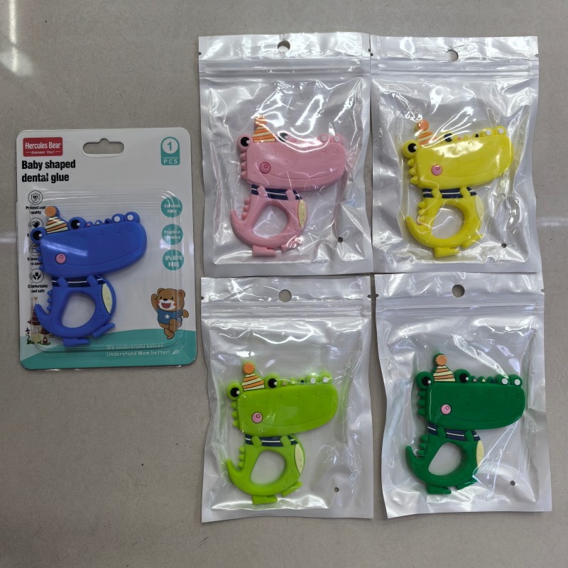 Cartoon crocodile full silicone teether