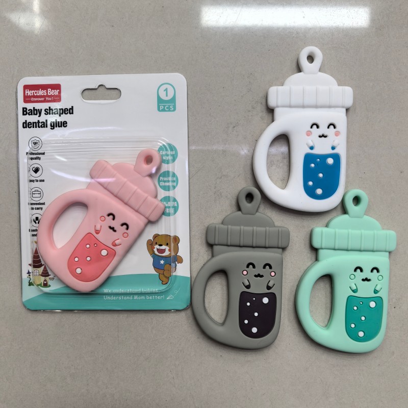 Cartoon baby bottle full silicone teether