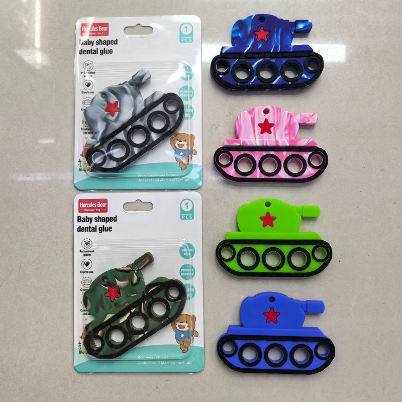 Cartoon tank car full silicone teether