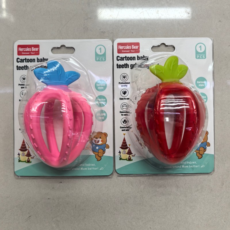 Cartoon three-dimensional strawberry full silicone teether